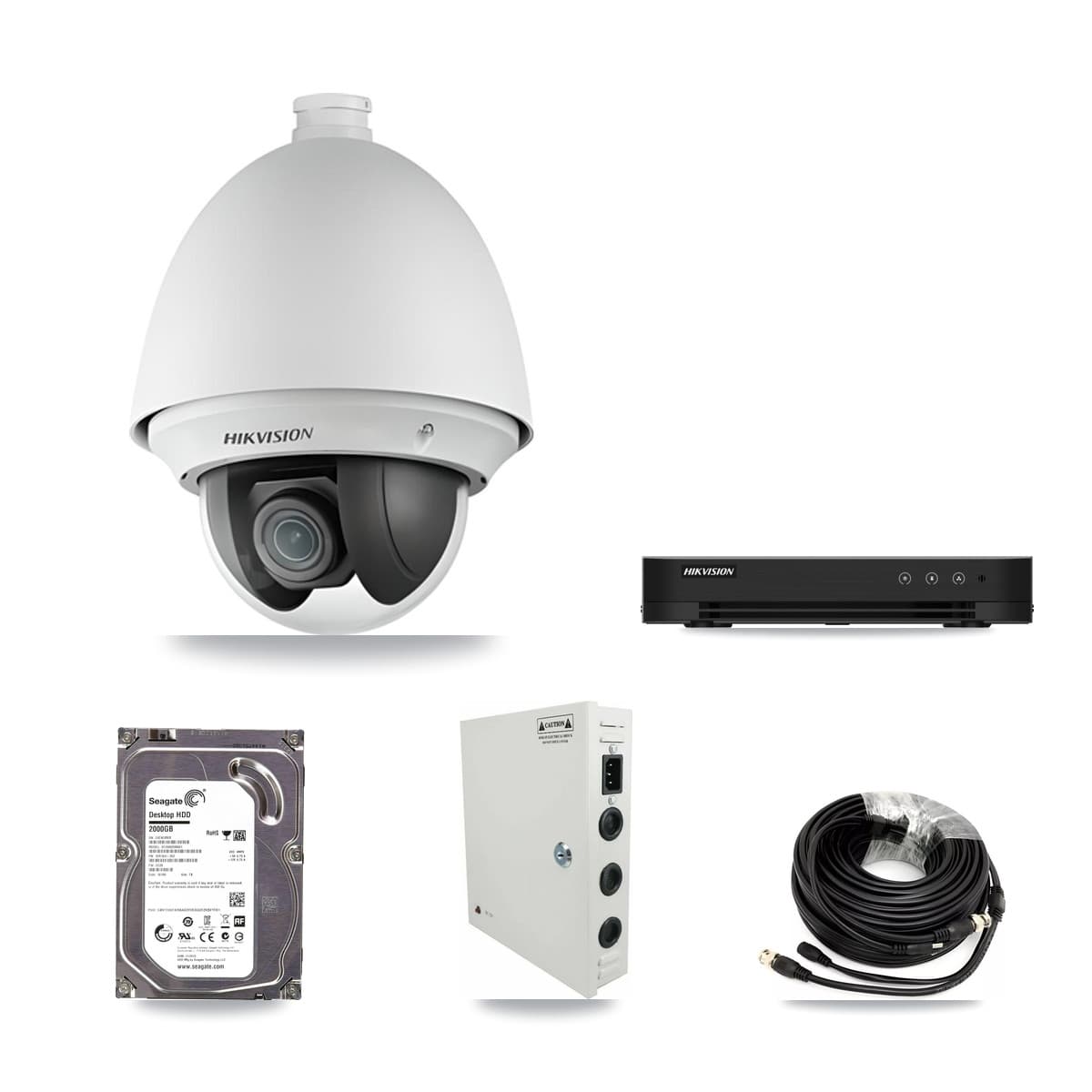 Hikvision 8-Channel 2MP CCTV Kit — 4 DS-2AE4225T PTZ Cameras + 2TB Recording