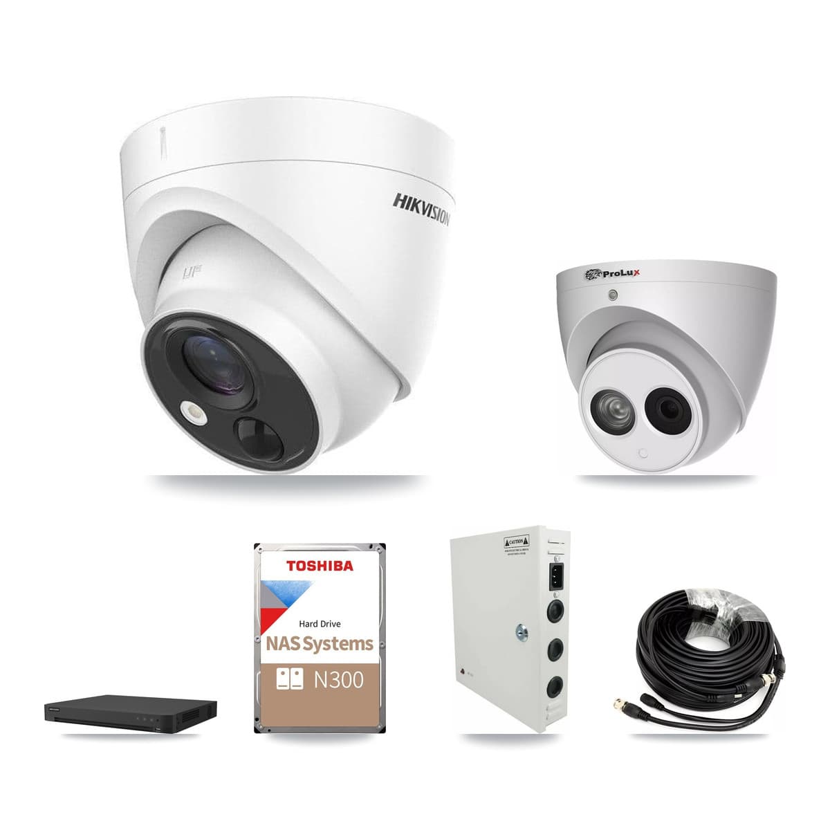 Hikvision & Prolux 16-Channel 4MP – 5MP CCTV Kit — 13 DS-2CE71H0T 5MP + 1 PXC-612C4W-A 4MP Turret Cameras + 18TB Recording