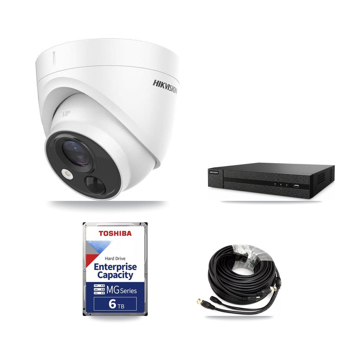 Hikvision 8-Channel 5MP CCTV Kit — 6 DS-2CE71H0T Turret Cameras + 6TB Recording (DVR-8CH Recorder) - Image 1