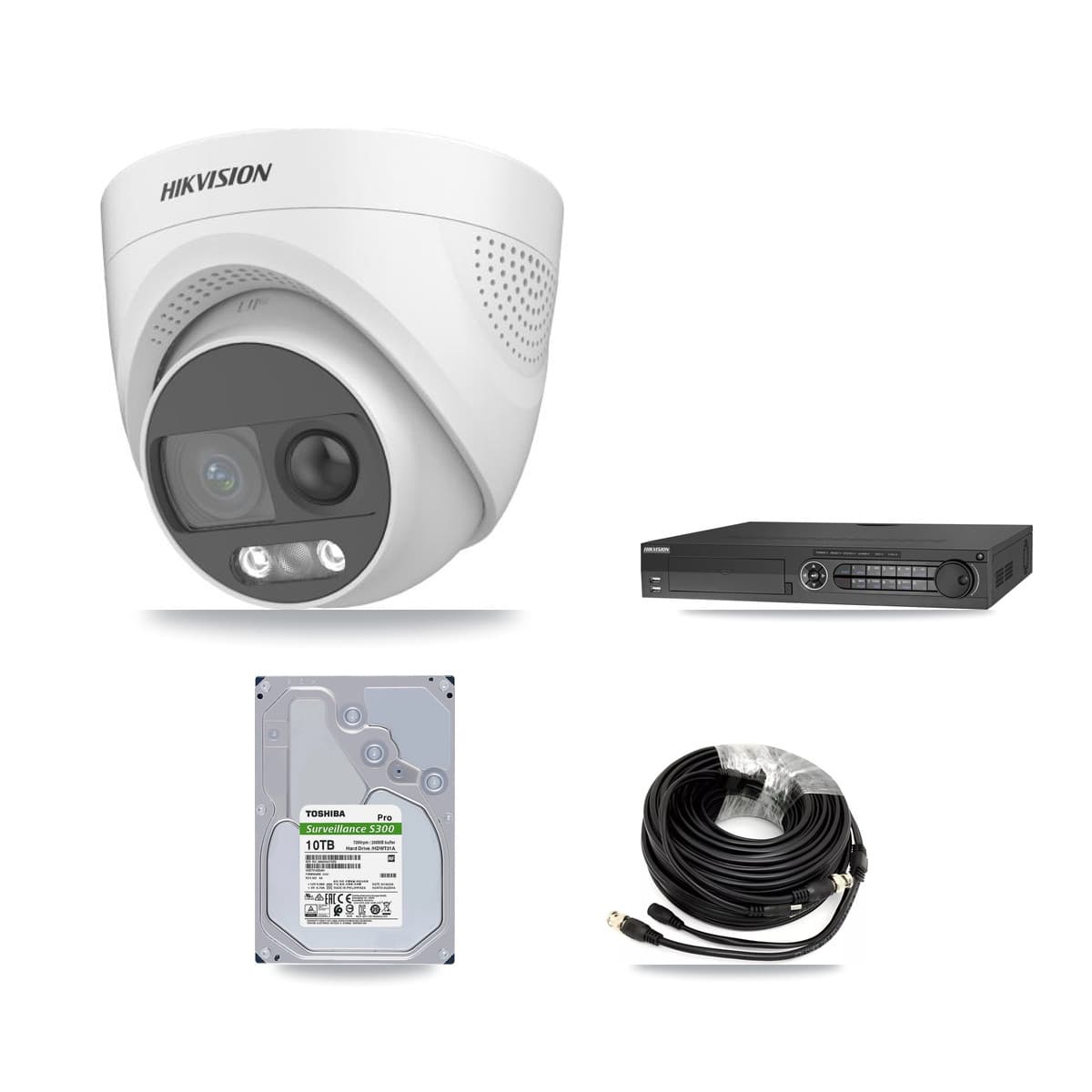 Hikvision 32-Channel 5MP CCTV Kit — 7 DS-2CE72KF3T Turret Cameras + 10TB Recording (DS-7332HQHI Recorder) - Image 1