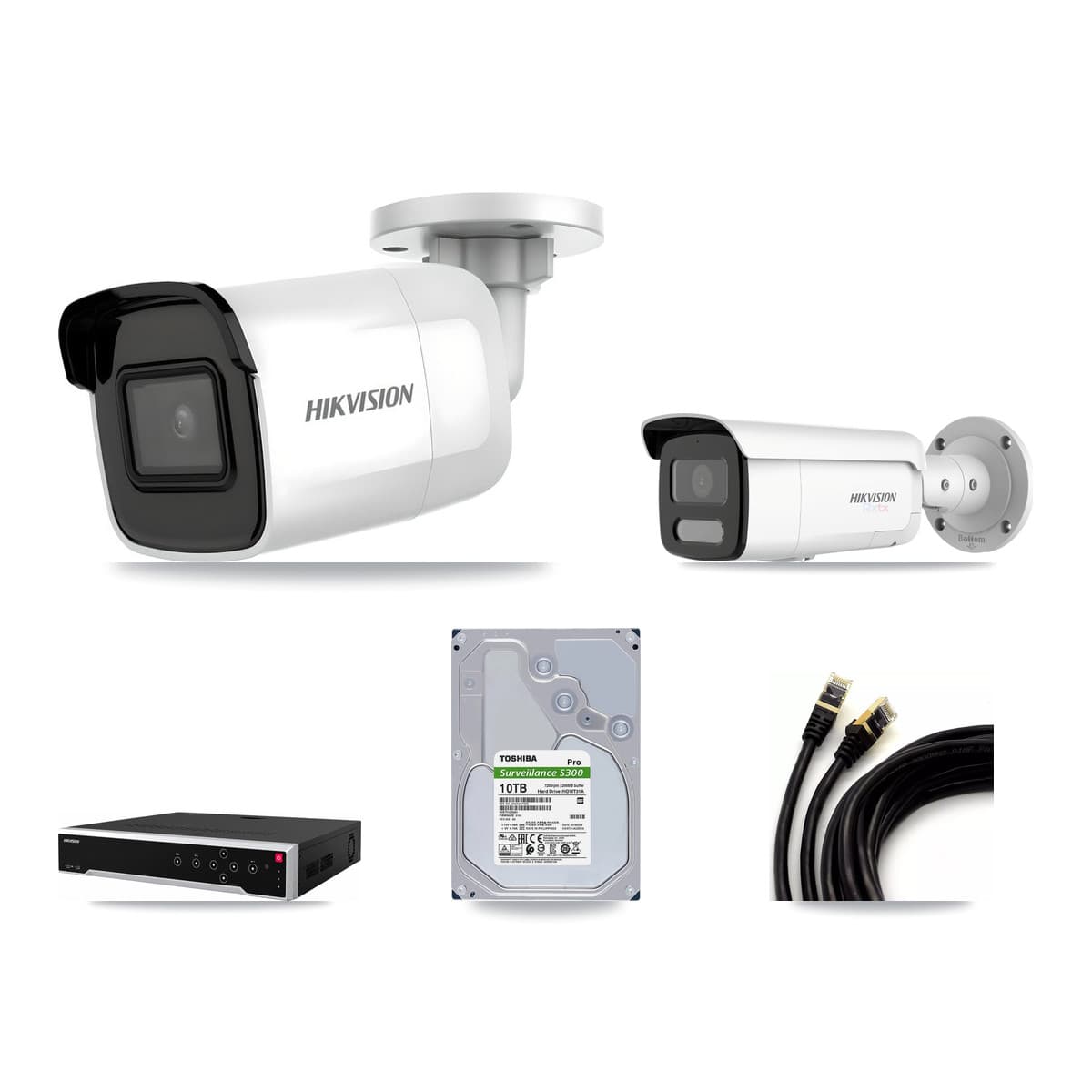 Hikvision 32-Channel 4K CCTV Kit — 8 DS-2CD2085G1 + 8 DS-2CD2T87G2H Bullet Cameras + 4× 10TB Recording