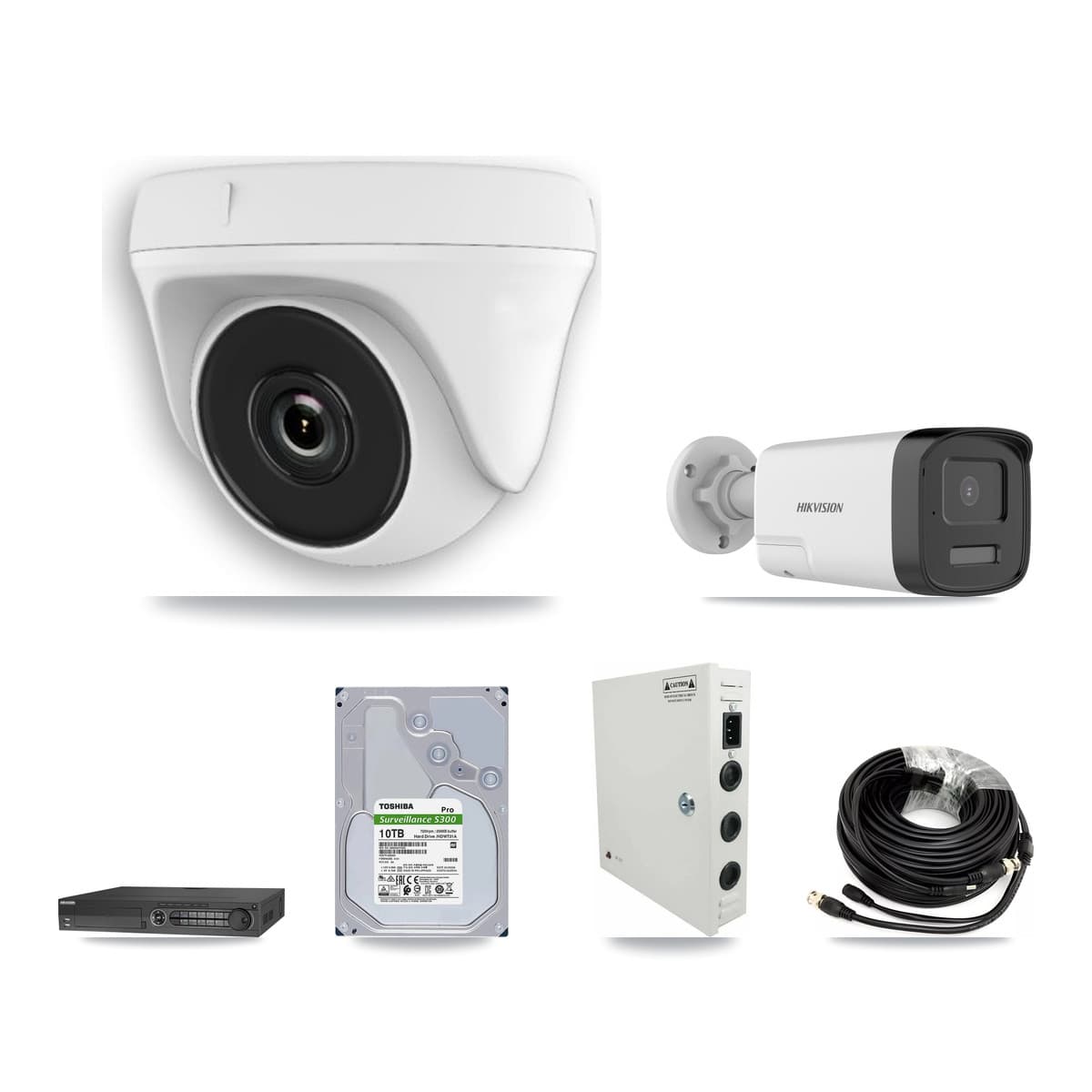 Hikvision 32-Channel 2MP – 5MP CCTV Kit — 1 5MP Bullet + 31 White 2MP Dome Cameras + 2× 10TB Recording (DS-7332HQHI Recorder)