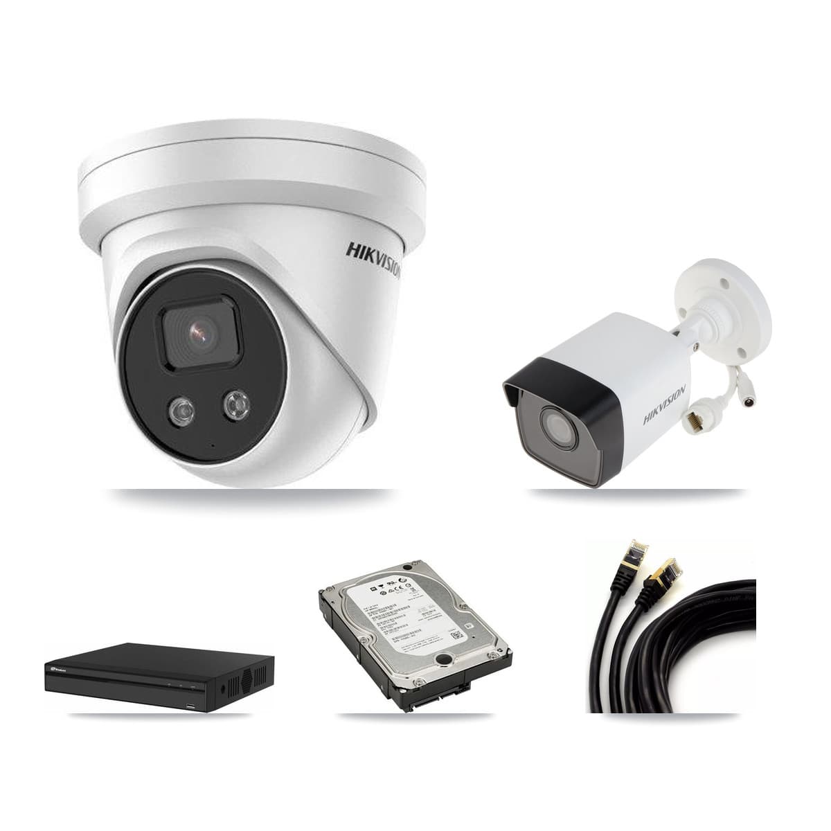 Hikvision & Prolux 4-Channel 5MP CCTV Kit — 1 Bullet + 3 Turret Cameras + 5TB Recording - Image 1