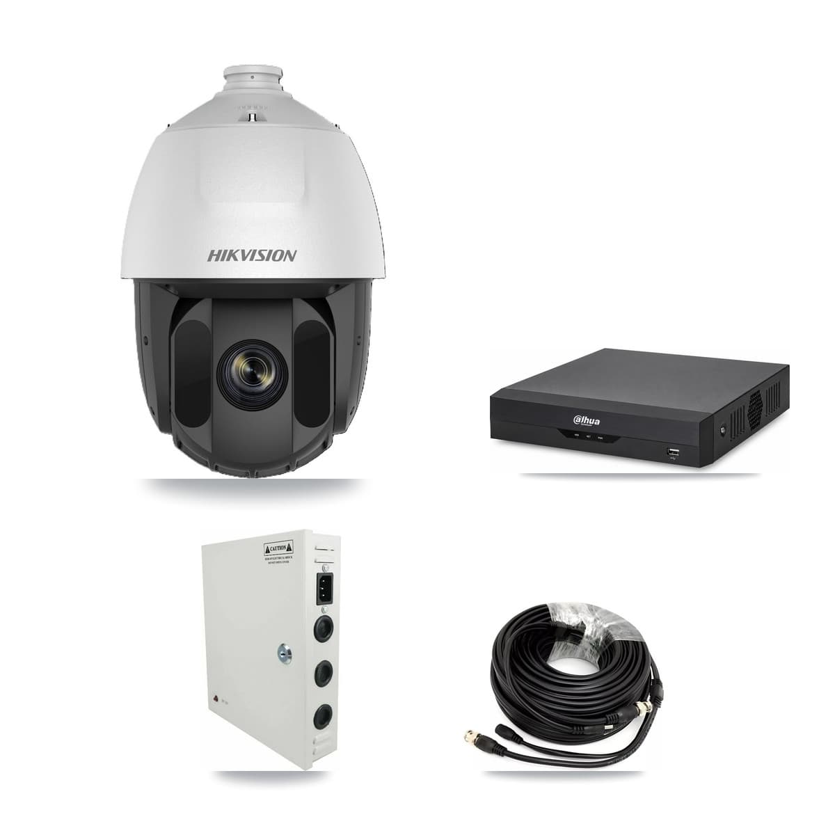 Hikvision & Dahua 4-Channel 2MP CCTV Kit — 4 DS-2AE5225TI PTZ Cameras + 3TB Recording - Image 1
