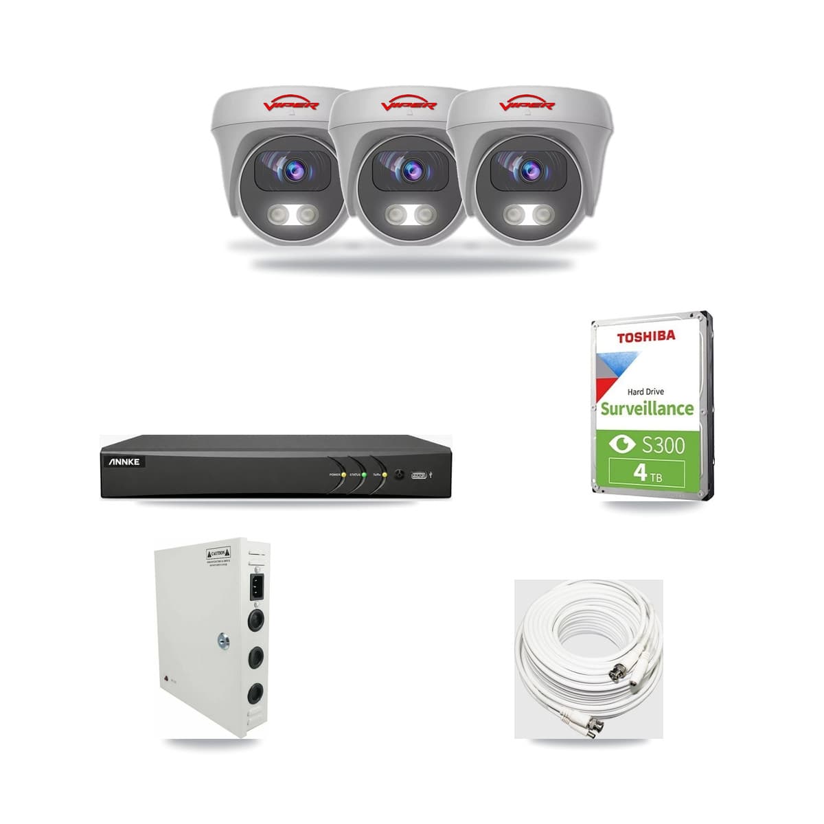 Viper & ANNKE 4-Channel 5MP CCTV Kit — 3 Cameras + 4TB Recording - Image 1