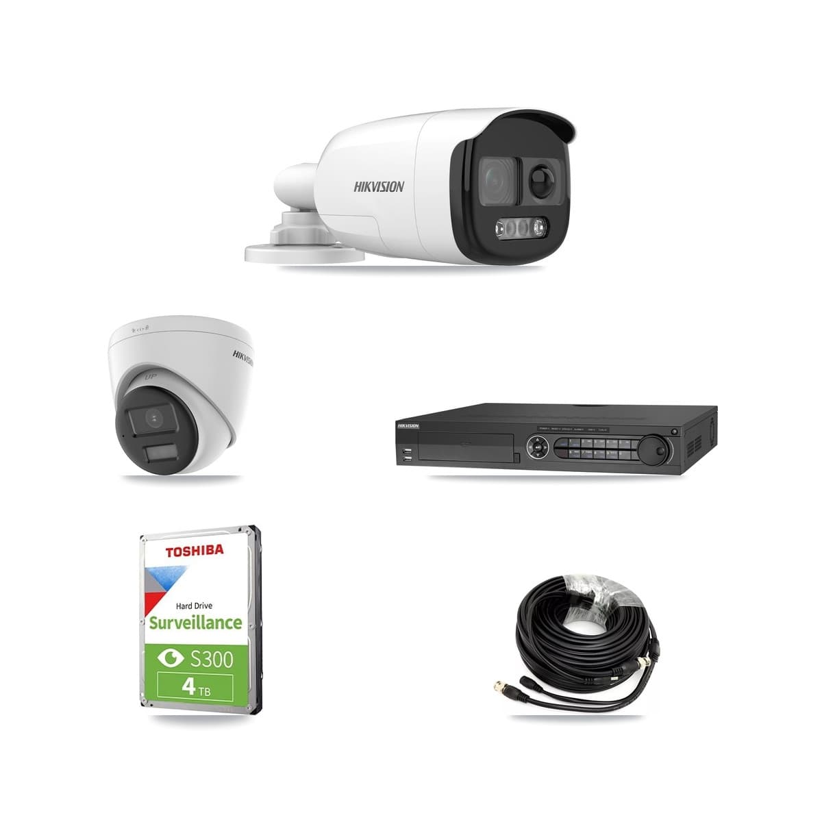 Hikvision 32-Channel 5MP CCTV Kit — 2 DS-2CE12KF3T Bullet + 1 DS-2CE78K0T Turret Cameras + 4TB Recording (DS-7332HQHI Recorder) - Image 1