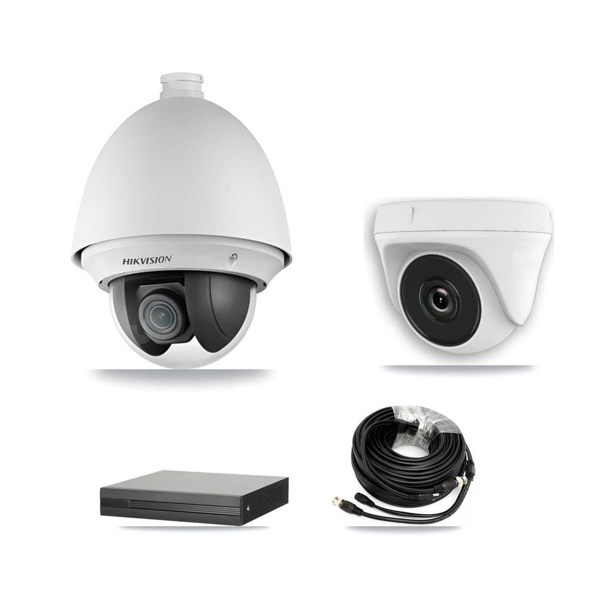 Hikvision 8-Channel 2MP CCTV Kit — 1 PTZ + 1 White Dome Cameras + 3TB Recording (XVR-3108HS Recorder) - Image 1