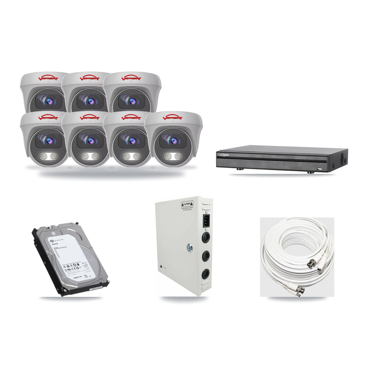 Dahua 8-channel CCTV kit: 7 cameras (7× 5MP Camera), 6TB hard drive