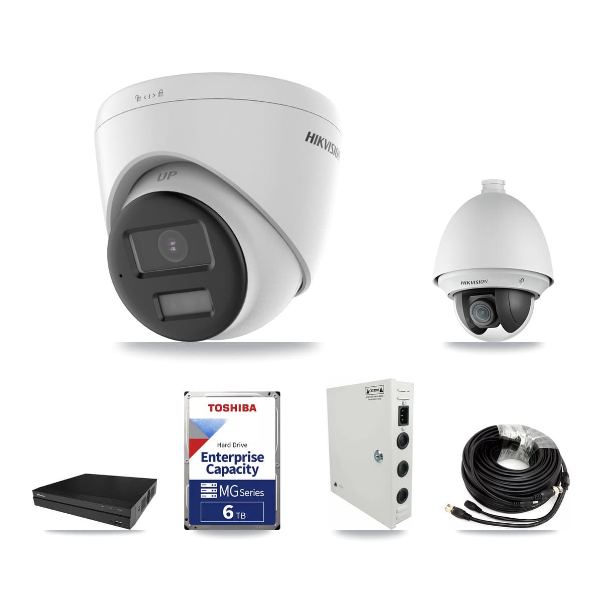Hikvision & Prolux 8-Channel 2MP – 4K CCTV Kit — 1 DS-2AE4225T 2MP PTZ + 2 DS-2CE78U0T 4K Turret Cameras + 6TB Recording - Image 1