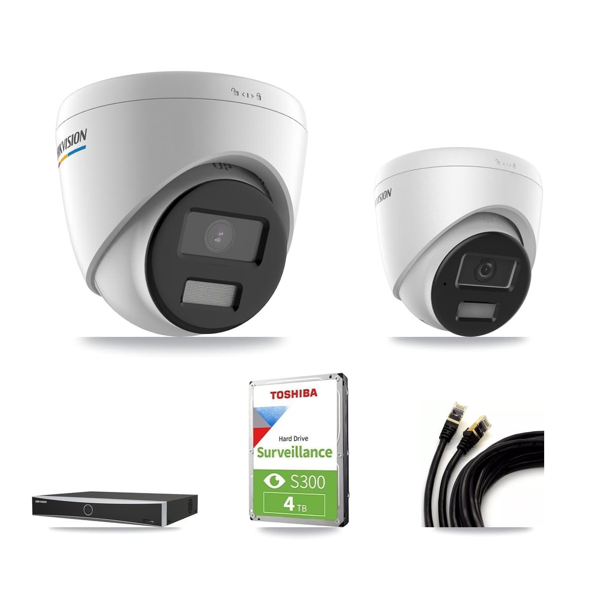 Hikvision 4-Channel 2MP – 4MP CCTV Kit — 1 2MP + 1 4MP Turret Cameras + 4TB Recording