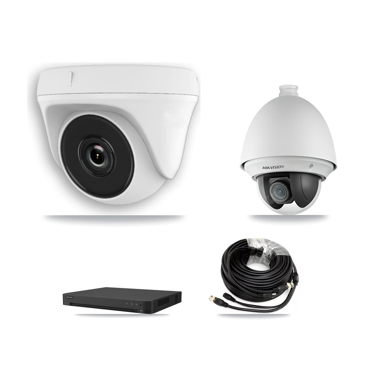 Hikvision 16-Channel 2MP CCTV Kit — 1 DS-2AE4225T PTZ + 12 White HDT-2MP-N20W Dome Cameras + 8TB Recording (IDS-7216HUHI Recorder) - Image 1