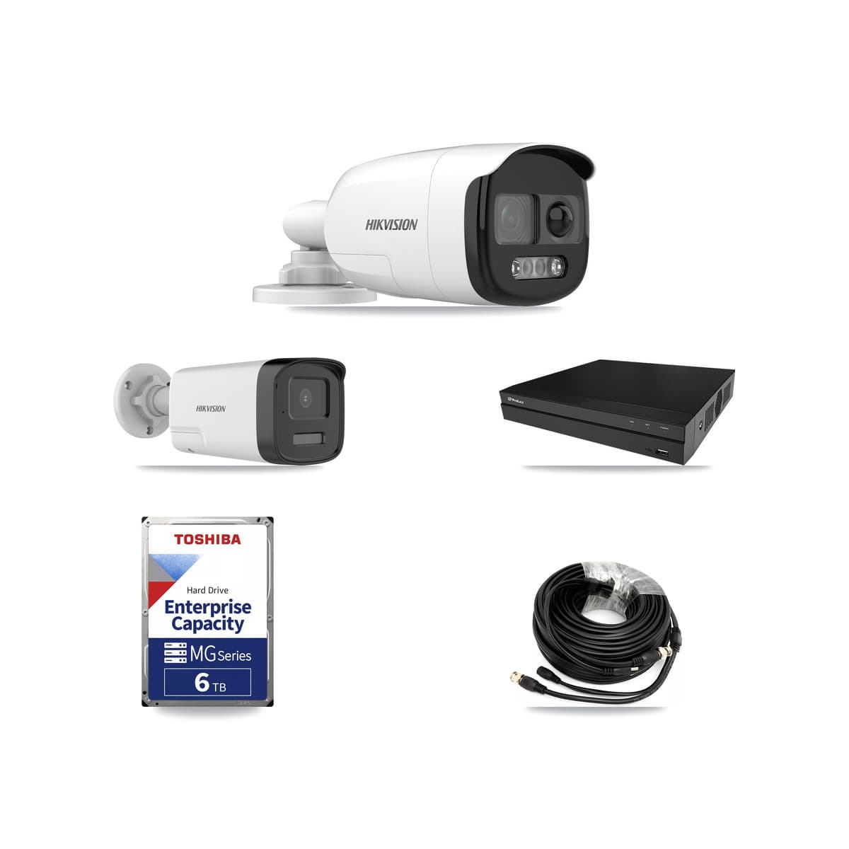 Hikvision & Prolux 8-Channel 5MP CCTV Kit — 3 DS-2CE12KF3T + 1 DS-2CE17K0T Bullet Cameras + 2× 6TB Recording