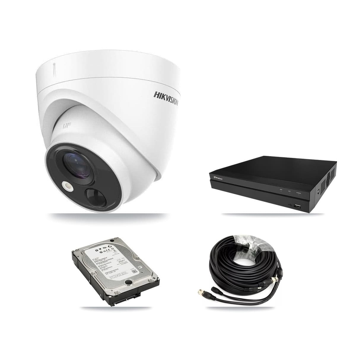 Hikvision & Prolux 8-Channel 5MP CCTV Kit — 4 DS-2CE71H0T Turret Cameras + 5TB Recording (PXD-5208AN Recorder) - Image 1