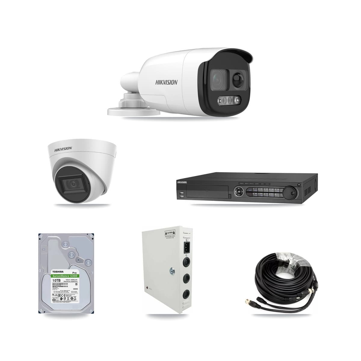 Hikvision 32-Channel 5MP CCTV Kit — 11 Bullet + 11 White Turret Cameras + 3× 10TB Recording - Image 1