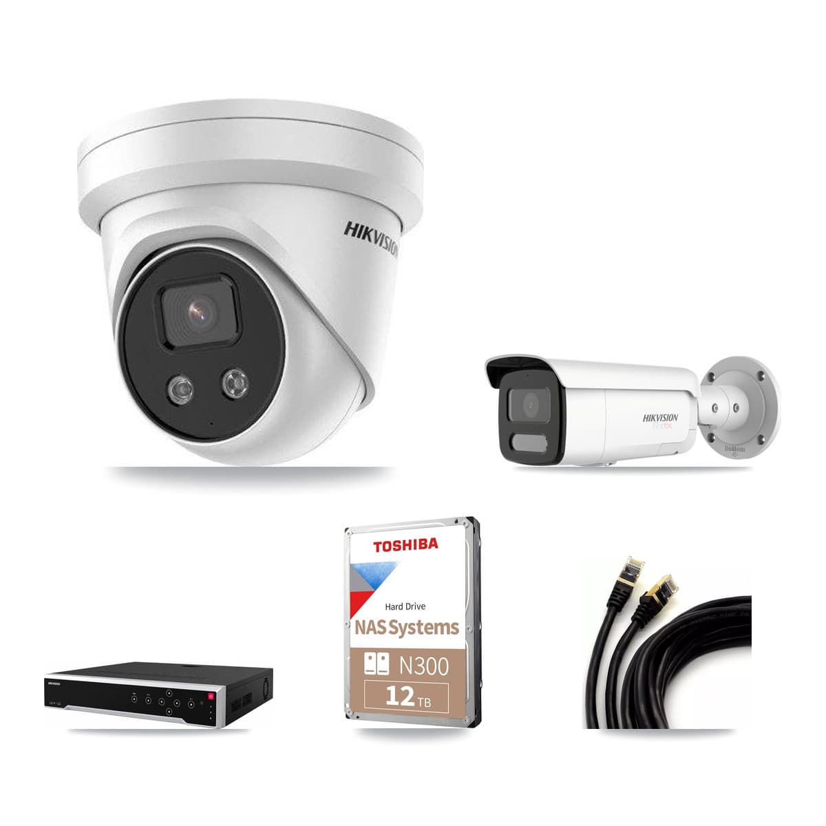 Hikvision 32-Channel 5MP – 4K CCTV Kit — 1 4K Bullet + 16 5MP Turret Cameras + 2× 12TB Recording - Image 1
