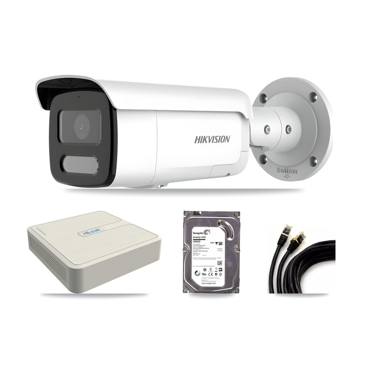 Hikvision & HiLook 8-Channel 4MP CCTV Kit — 1 Bullet Camera + 2TB Recording (NVR-108H-D Recorder)