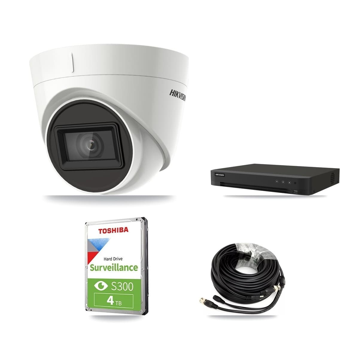 Hikvision 8-Channel 4K CCTV Kit — 1 DS-2CE78U1T-IT3F Turret Camera + 4TB Recording (IDS-7208HUHI-M1/XT Recorder)