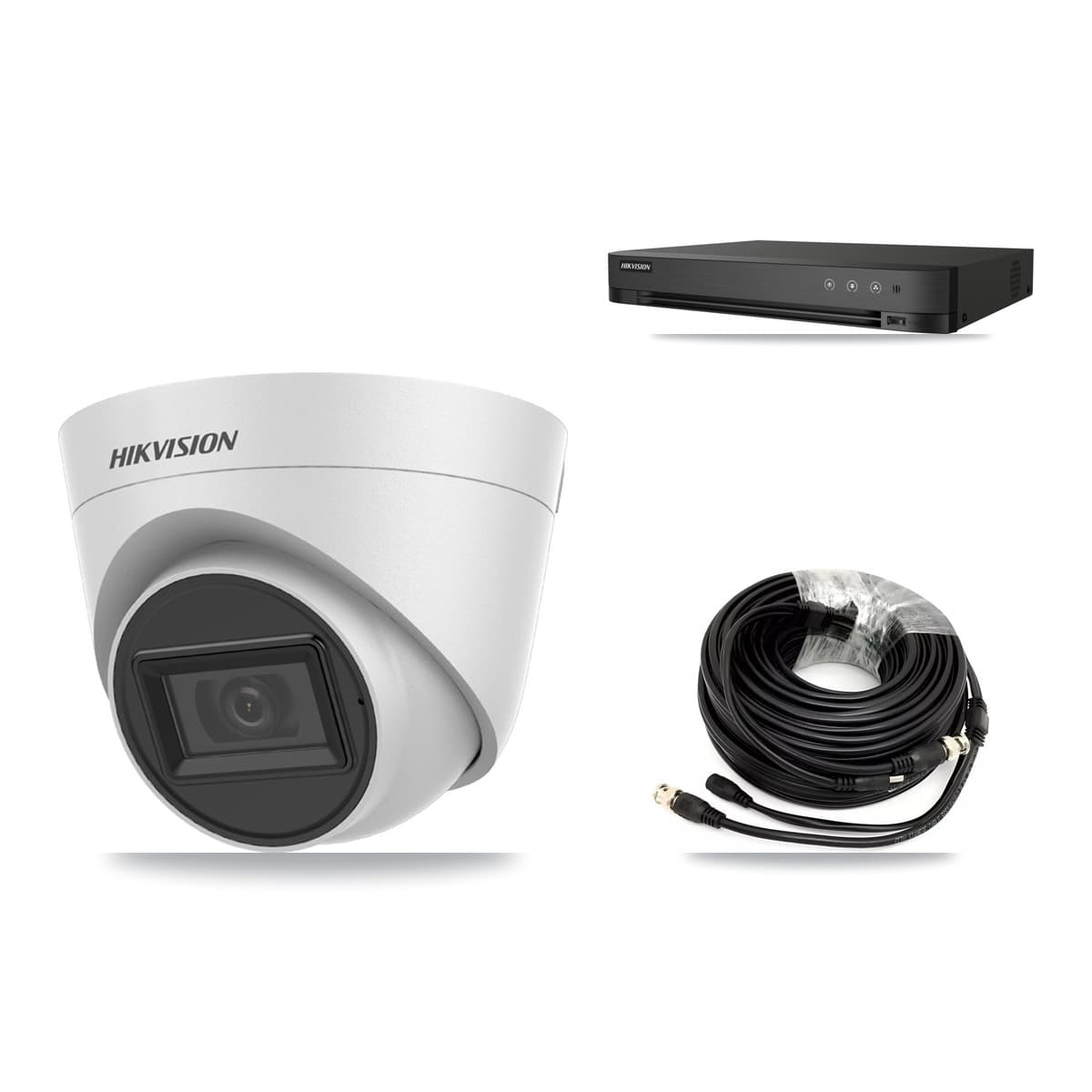 Hikvision 4-Channel 5MP CCTV Kit — 4 White Turret Cameras + 8TB Recording (IDS-7204HQHI Recorder)