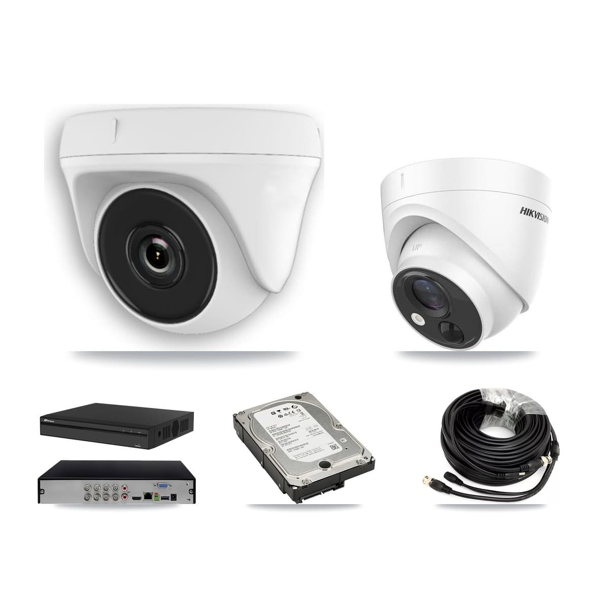 Hikvision & Prolux 8-Channel 2MP – 5MP CCTV Kit — 1 5MP Turret + 5 White 2MP Dome Cameras + 5TB Recording (PXD-5108HS Recorder) - Image 1