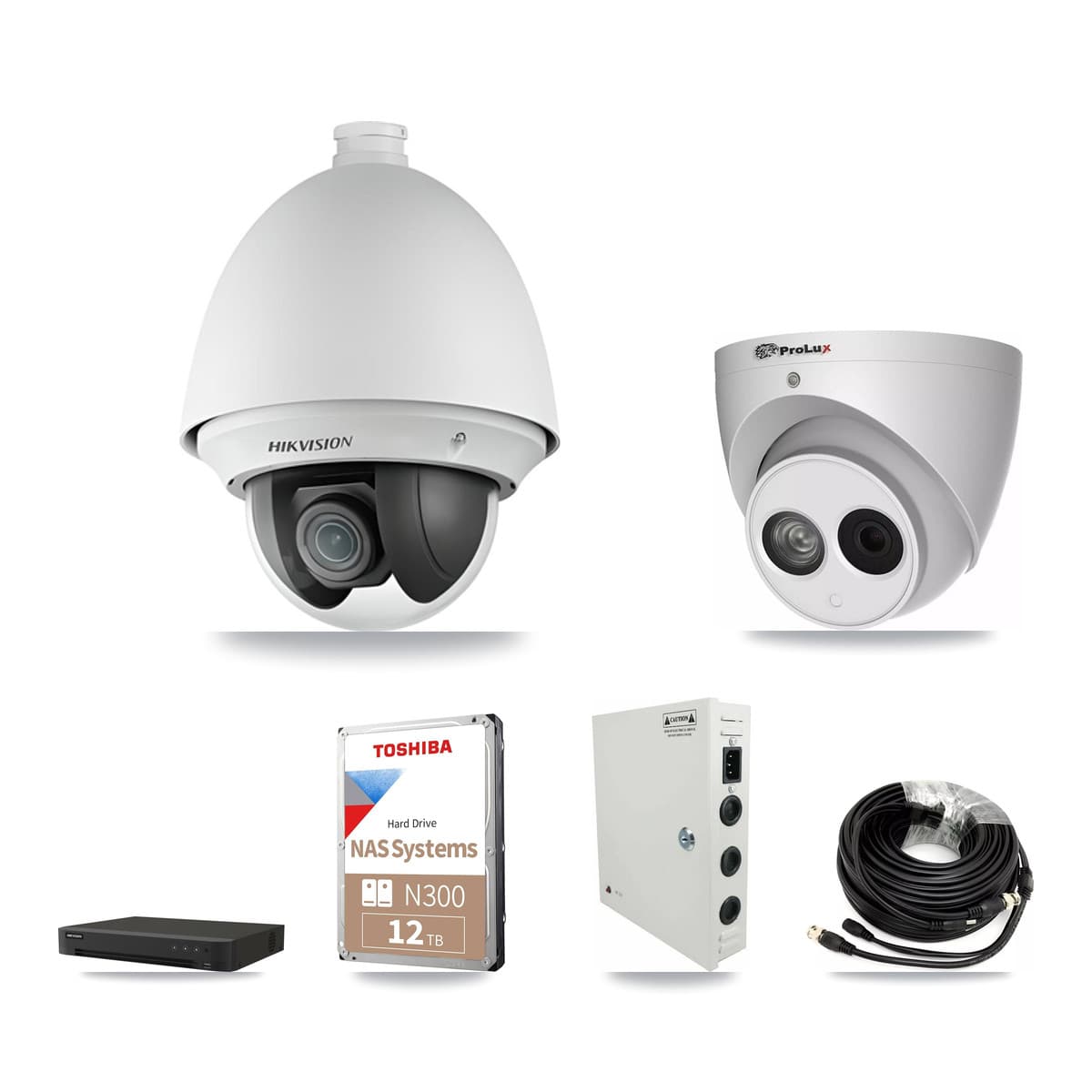 Hikvision & Prolux 16-Channel 2MP – 4MP CCTV Kit — 15 2MP PTZ + 1 4MP Turret Cameras + 12TB Recording (IDS-7216HQHI Recorder)