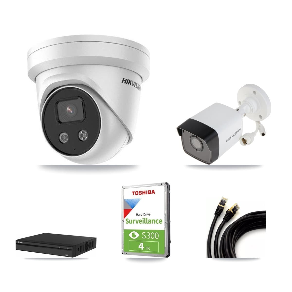 Hikvision & Prolux 4-Channel 5MP CCTV Kit — 1 Bullet + 2 Turret Cameras + 4TB Recording - Image 1