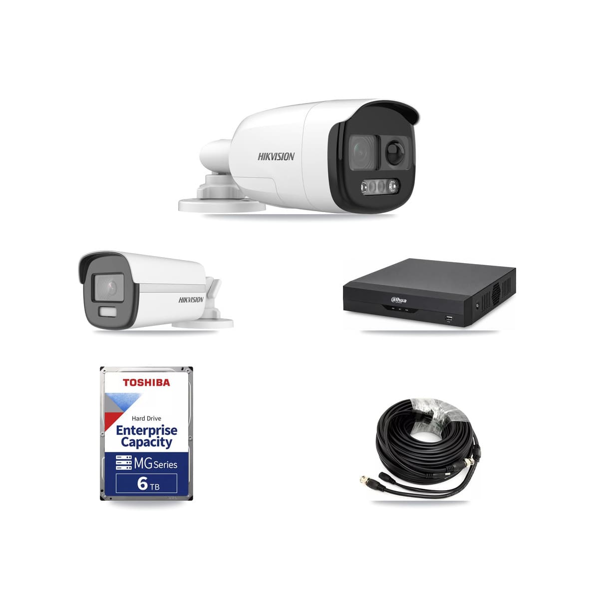Hikvision & Dahua 4-Channel 5MP – 4K CCTV Kit — 3 5MP + 1 4K Bullet Cameras + 6TB Recording - Image 1