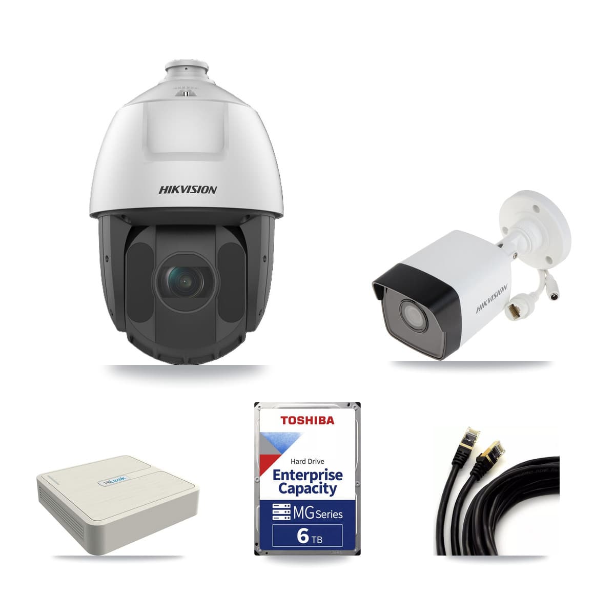 Hikvision & HiLook 8-Channel 2MP – 5MP CCTV Kit — 2 5MP Bullet + 5 2MP PTZ Cameras + 6TB Recording (NVR-108H-D Recorder) - Image 1