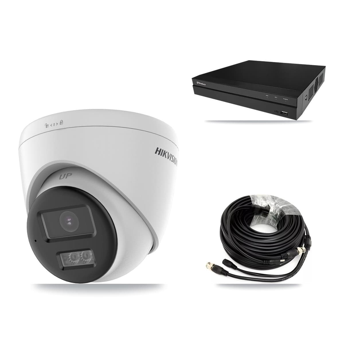 Hikvision & Prolux 8-Channel 5MP – 4K CCTV Kit — 4 DS-2CE78K0T-LTS 5MP + 4 DS-2CE78U0T-LPTS 4K Turret Cameras + 2× 8TB Recording (PXD-5208AN-4KL-X-8P Recorder)