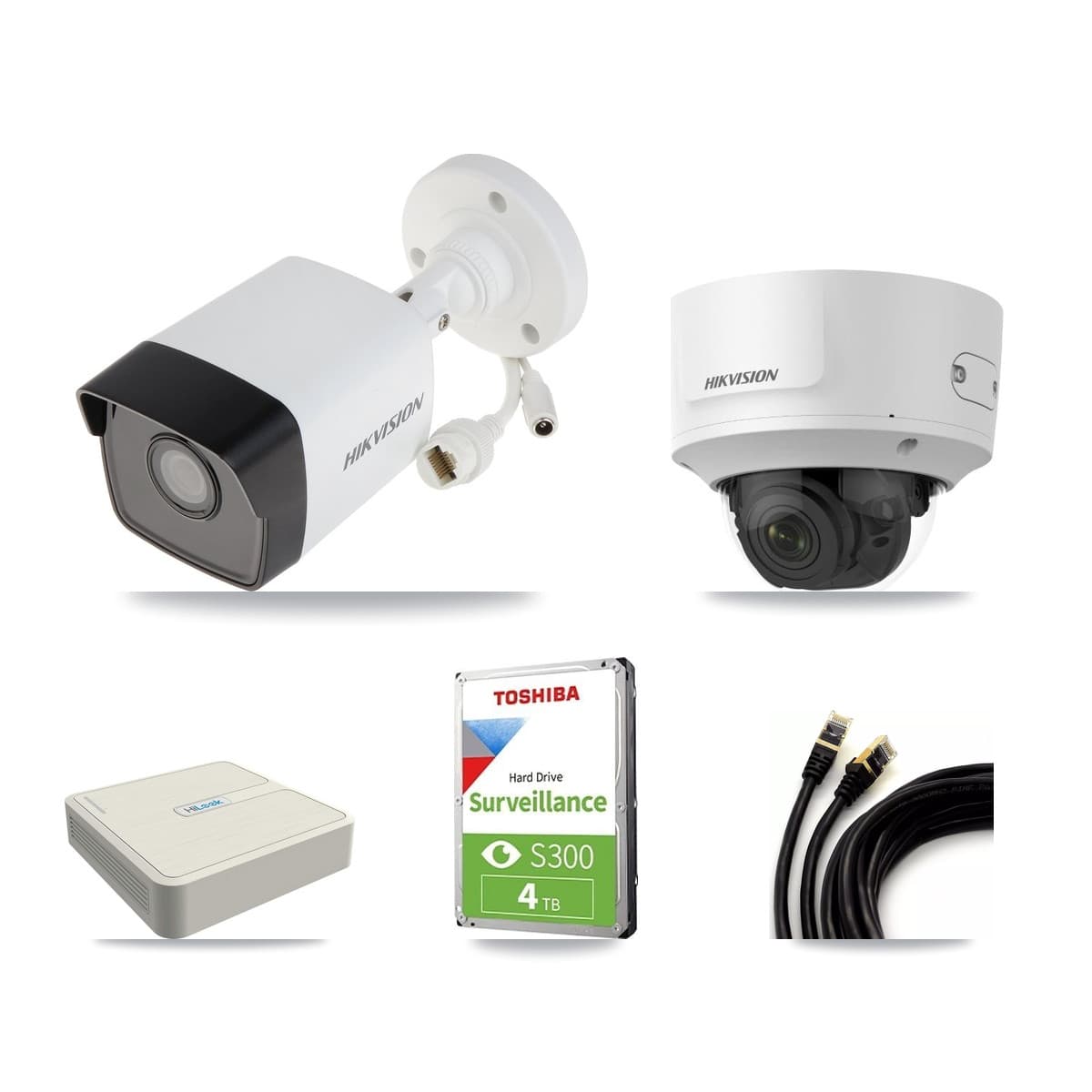 Hikvision & HiLook 8-Channel 2MP – 5MP CCTV Kit — 2 5MP Bullet + 1 2MP Dome Cameras + 4TB Recording (NVR-108H-D Recorder) - Image 1