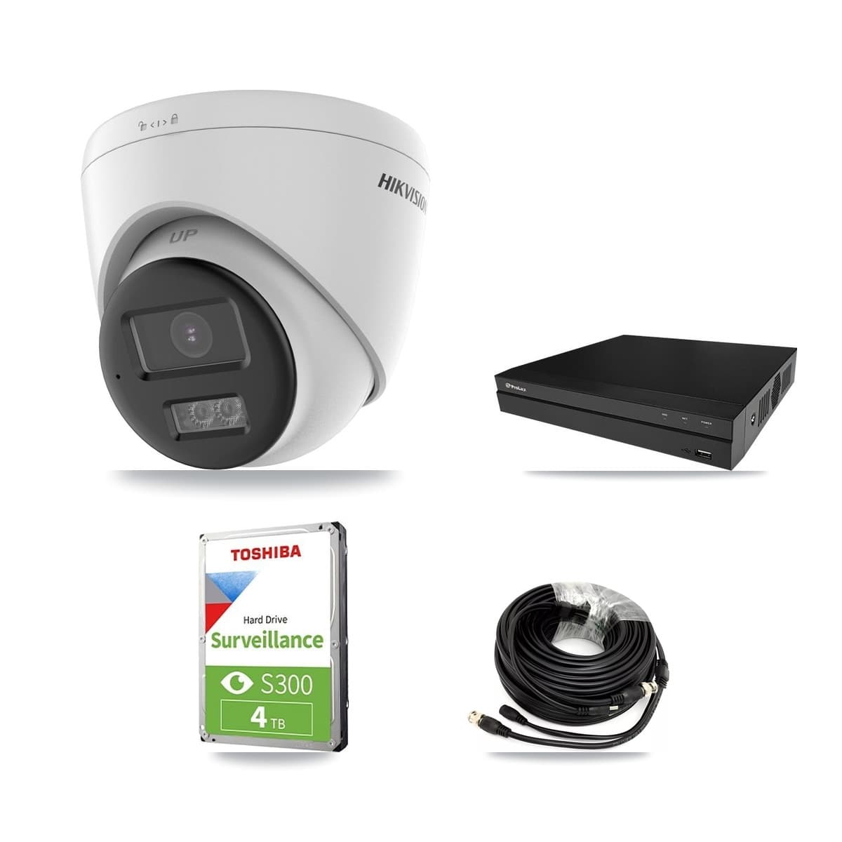 Hikvision & Prolux 8-Channel 5MP – 4K CCTV Kit — 1 DS-2CE78K0T-LTS 5MP + 1 DS-2CE78U0T-LPTS 4K Turret Cameras + 4TB Recording (PXD-5208AN-4KL-X-8P Recorder) - Image 1