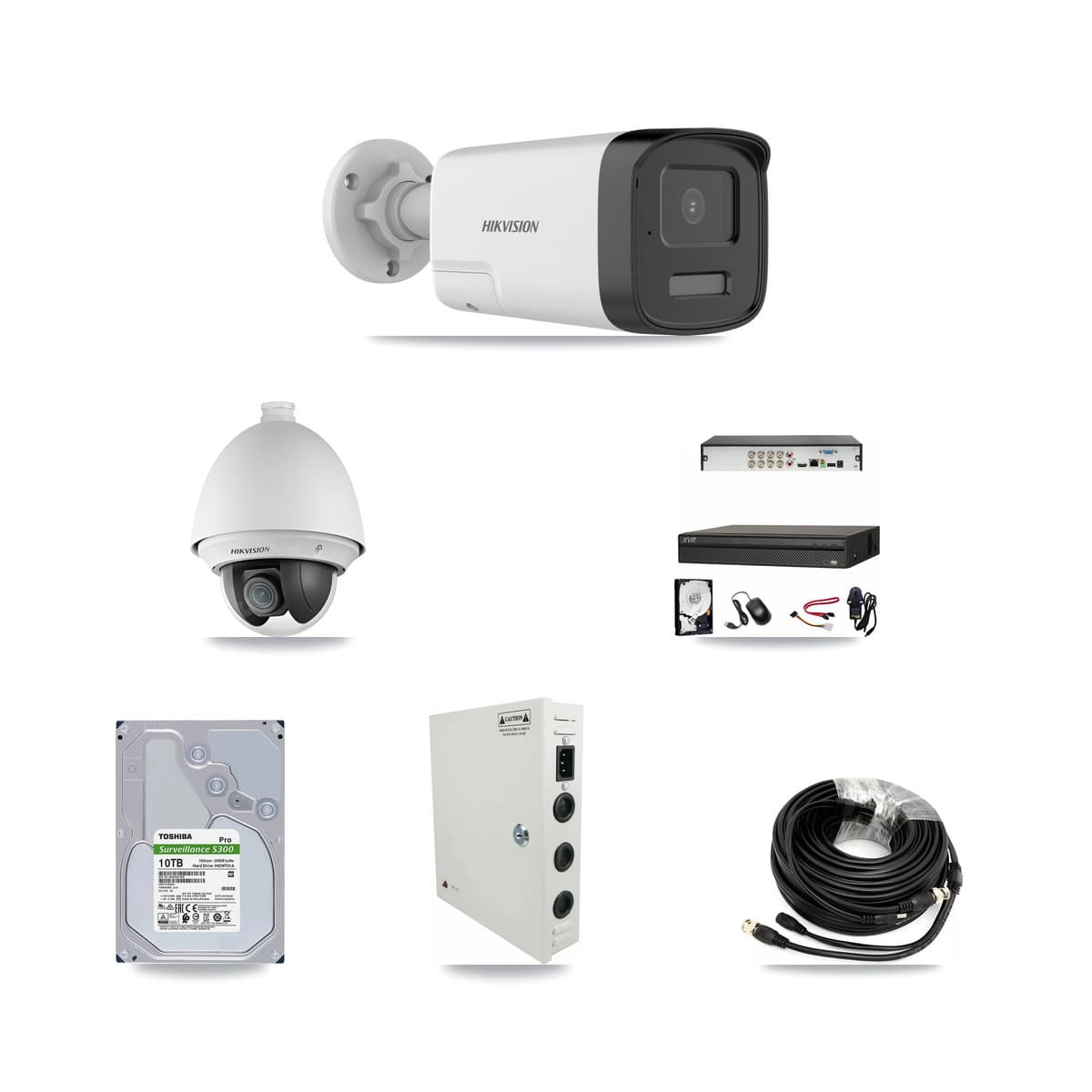 Hikvision & Dahua 8-Channel 2MP – 5MP CCTV Kit — 2 2MP PTZ + 6 5MP Bullet Cameras + 10TB Recording - Image 1