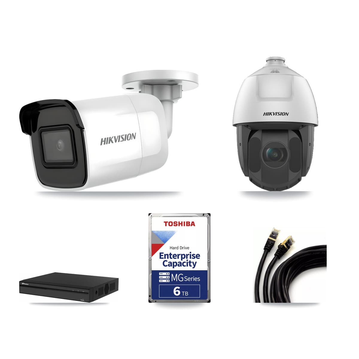Hikvision & Prolux 4-Channel 2MP – 4K CCTV Kit — 2 4K Bullet + 1 2MP PTZ Cameras + 6TB Recording