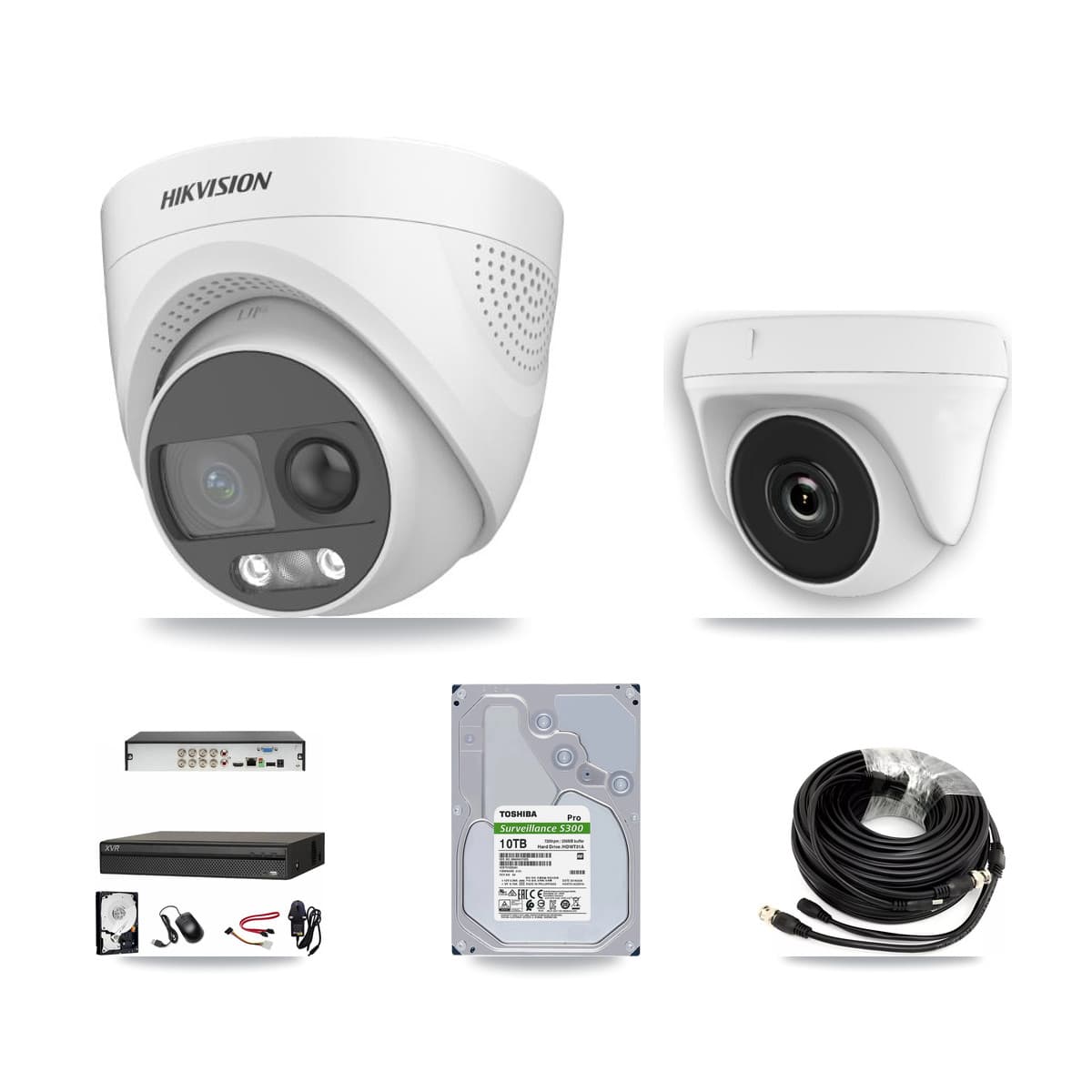 Hikvision & Dahua 8-Channel 2MP – 5MP CCTV Kit — 6 DS-2CE72KF3T 5MP Turret + 2 White HDT-2MP-N20W 2MP Dome Cameras + 10TB Recording - Image 1