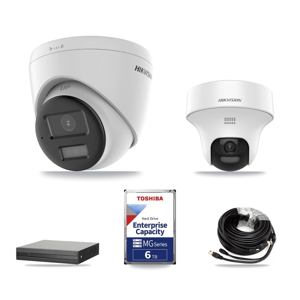 Hikvision 16-Channel 5MP CCTV Kit — 1 DS-2CE70K0T-PTLTS + 4 DS-2CE78K0T-LPTS Turret Cameras + 6TB Recording (XVR-3116HS-5MP-LITE Recorder) - Image 1