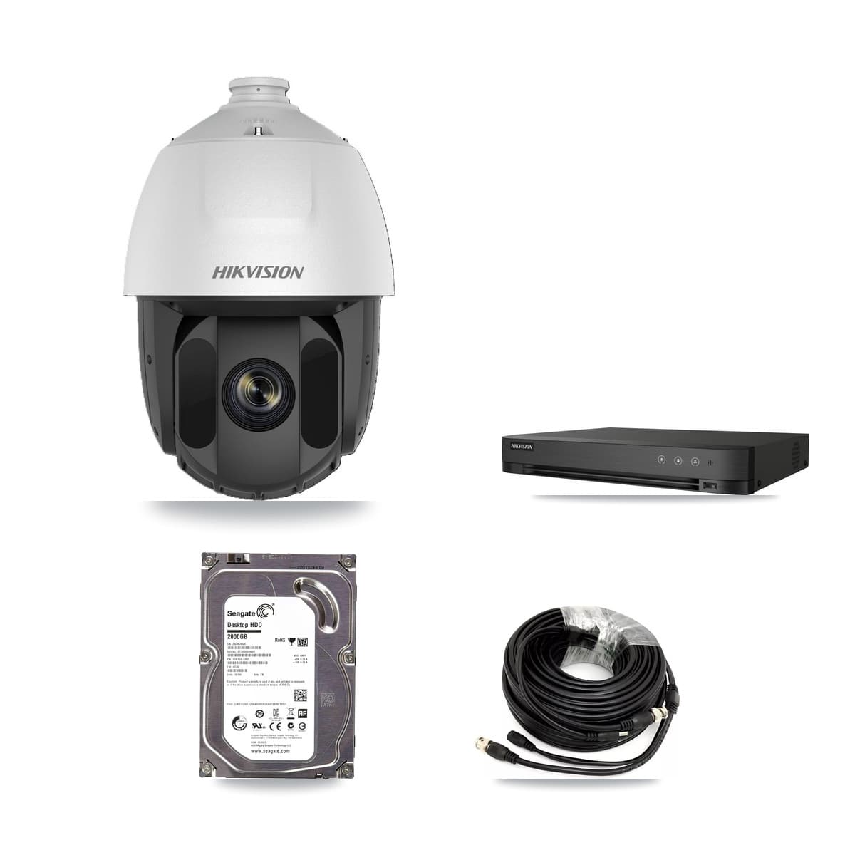 Hikvision 4-Channel 2MP CCTV Kit — 2 DS-2AE5225TI PTZ Cameras + 2TB Recording (IDS-7204HQHI Recorder) - Image 1
