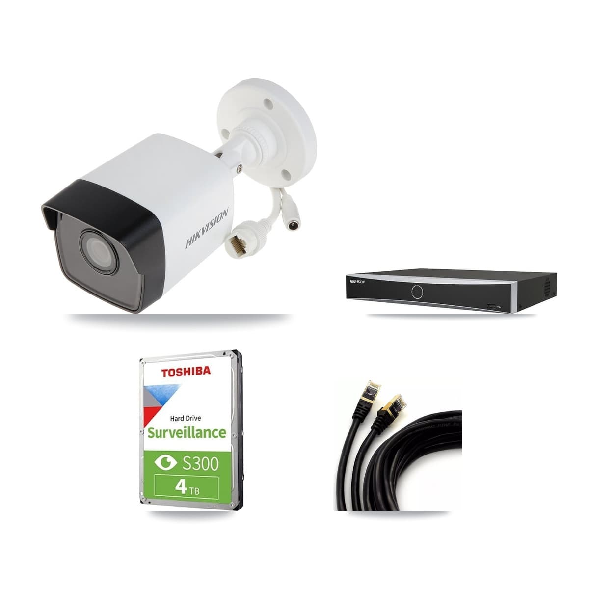 Hikvision 4-Channel 5MP CCTV Kit — 4 DS-2CD1053G0 Bullet Cameras + 4TB Recording