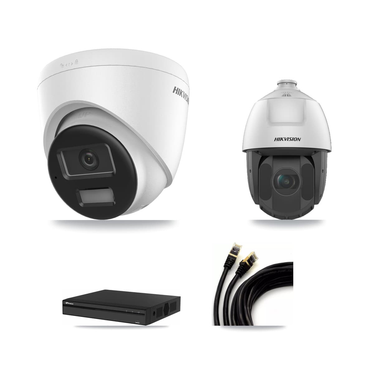 Hikvision & Prolux 4-Channel 2MP – 4K CCTV Kit — 3 4K Turret + 1 2MP PTZ Cameras + 8TB Recording - Image 1