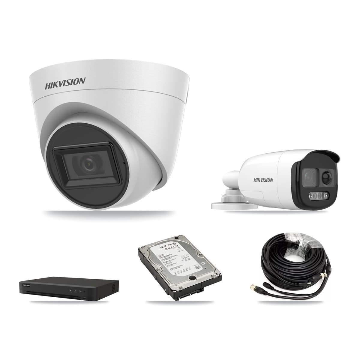 Hikvision 16-Channel 5MP CCTV Kit — 1 Bullet + 3 White Turret Cameras + 5TB Recording (IDS-7216HQHI Recorder) - Image 1