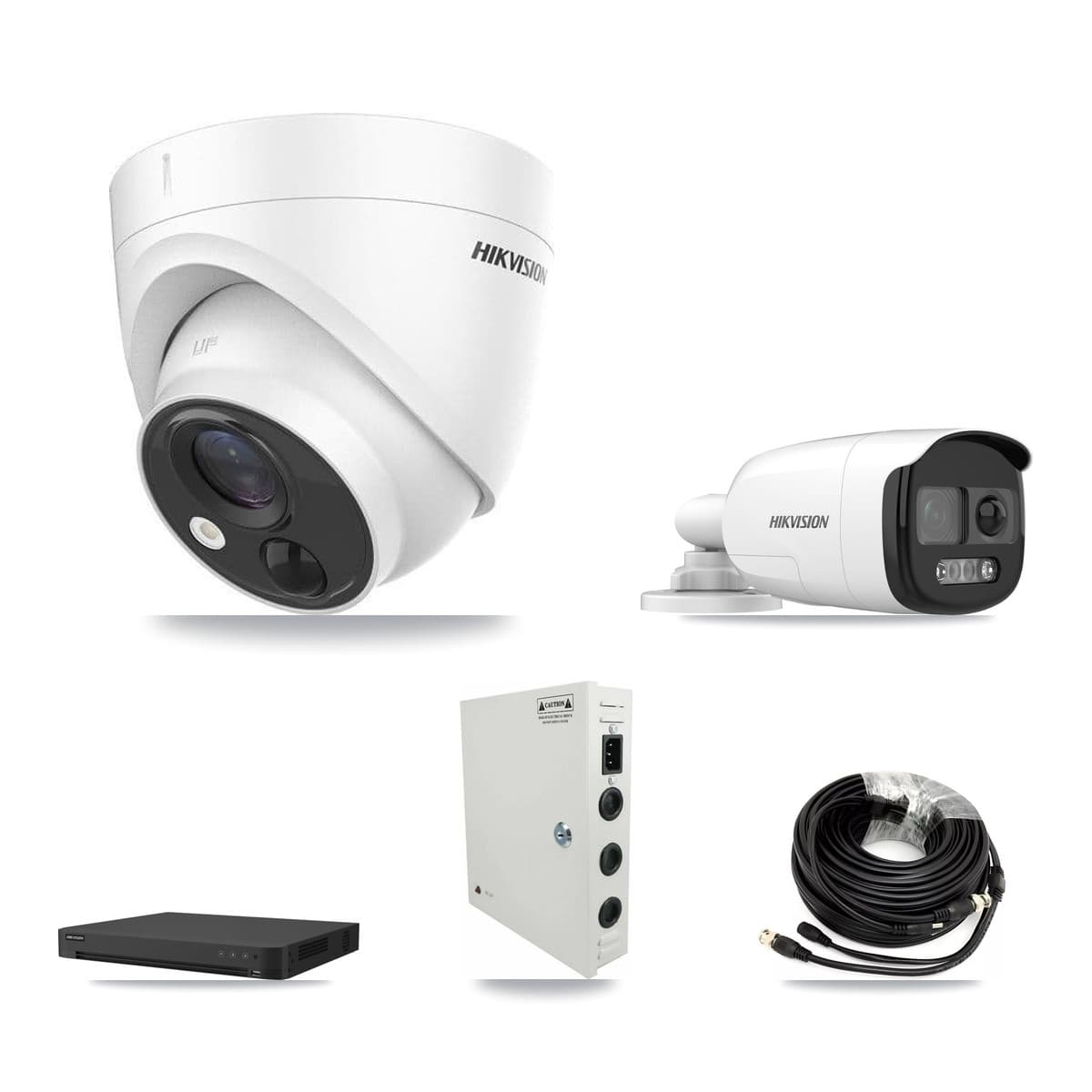 Hikvision 32-Channel 5MP CCTV Kit — 1 DS-2CE12KF3T Bullet + 11 DS-2CE71H0T Turret Cameras + 2× 8TB Recording (IDS-7232HQHI Recorder) - Image 1