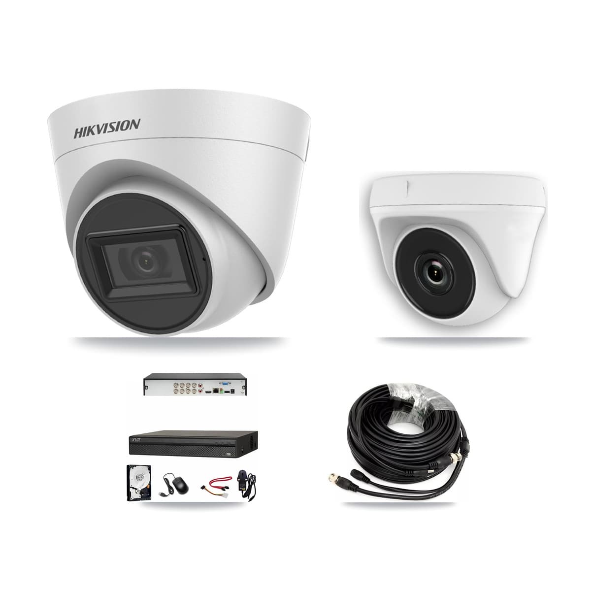 Hikvision & Dahua 8-Channel 2MP – 5MP CCTV Kit — 4 White 5MP Turret + 4 White 2MP Dome Cameras + 8TB Recording