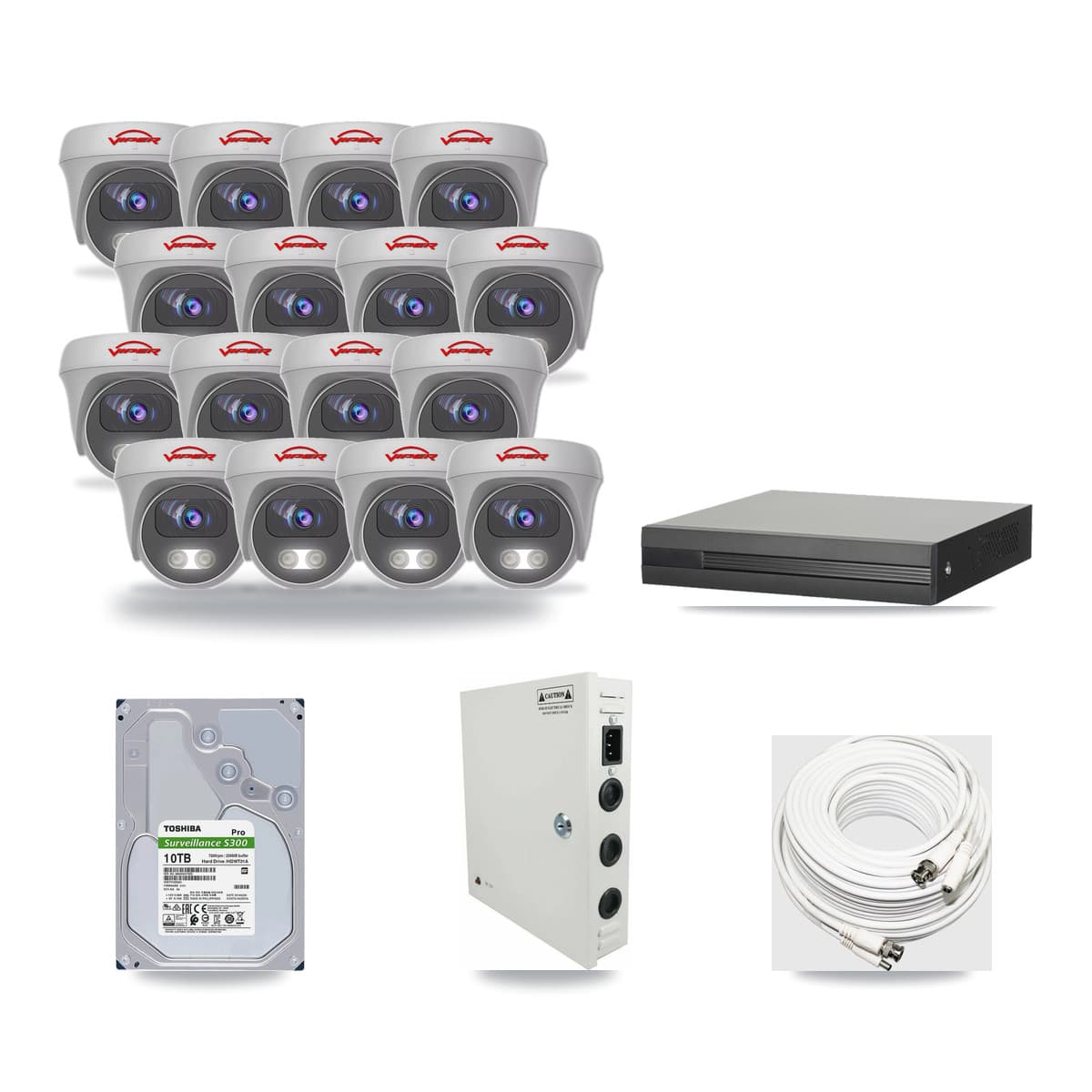 16-Channel 5MP CCTV Kit — 16 Viper Cameras + 10TB Recording - Image 1