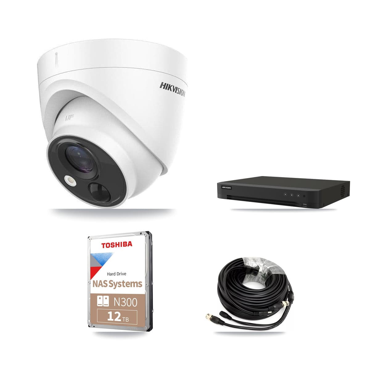 Hikvision 8-Channel 5MP CCTV Kit — 8 DS-2CE71H0T Turret Cameras + 12TB Recording