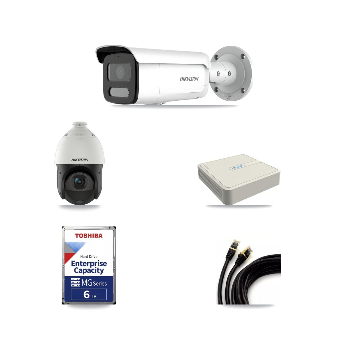 Hikvision & HiLook 8-Channel 4MP CCTV Kit — 7 Bullet + 1 PTZ Cameras + 6TB Recording (NVR-108H-D Recorder) - Image 1