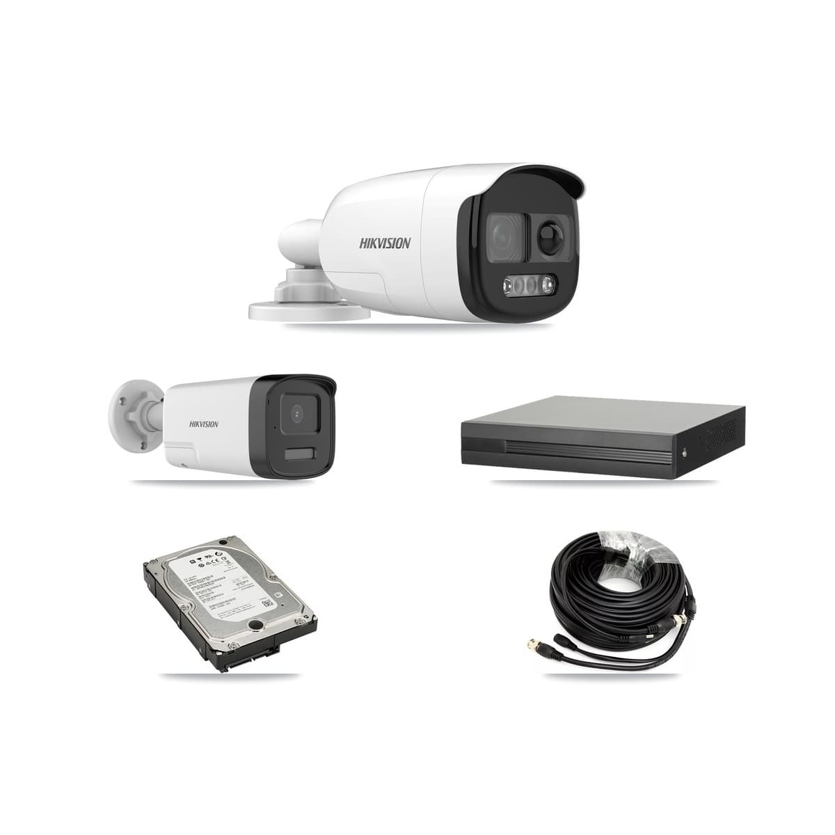 Hikvision 4-Channel 5MP CCTV Kit — 2 DS-2CE12KF3T + 2 DS-2CE17K0T Bullet Cameras + 5TB Recording (XVR-3104HS Recorder) - Image 1