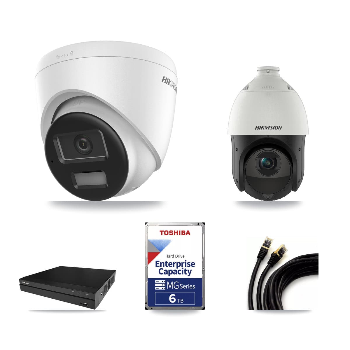 Hikvision & Prolux 8-Channel 4MP – 4K CCTV Kit — 2 4K Turret + 1 4MP PTZ Cameras + 6TB Recording - Image 1