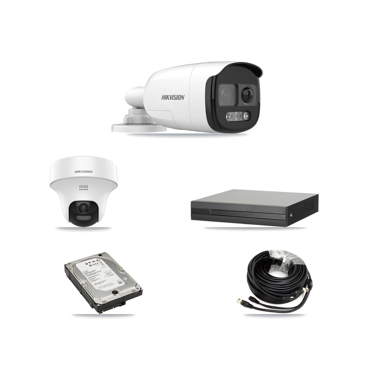 Hikvision 4-Channel 5MP CCTV Kit — 2 DS-2CE12KF3T Bullet + 2 DS-2CE70K0T Turret Cameras + 5TB Recording (XVR-3104HS Recorder) - Image 1