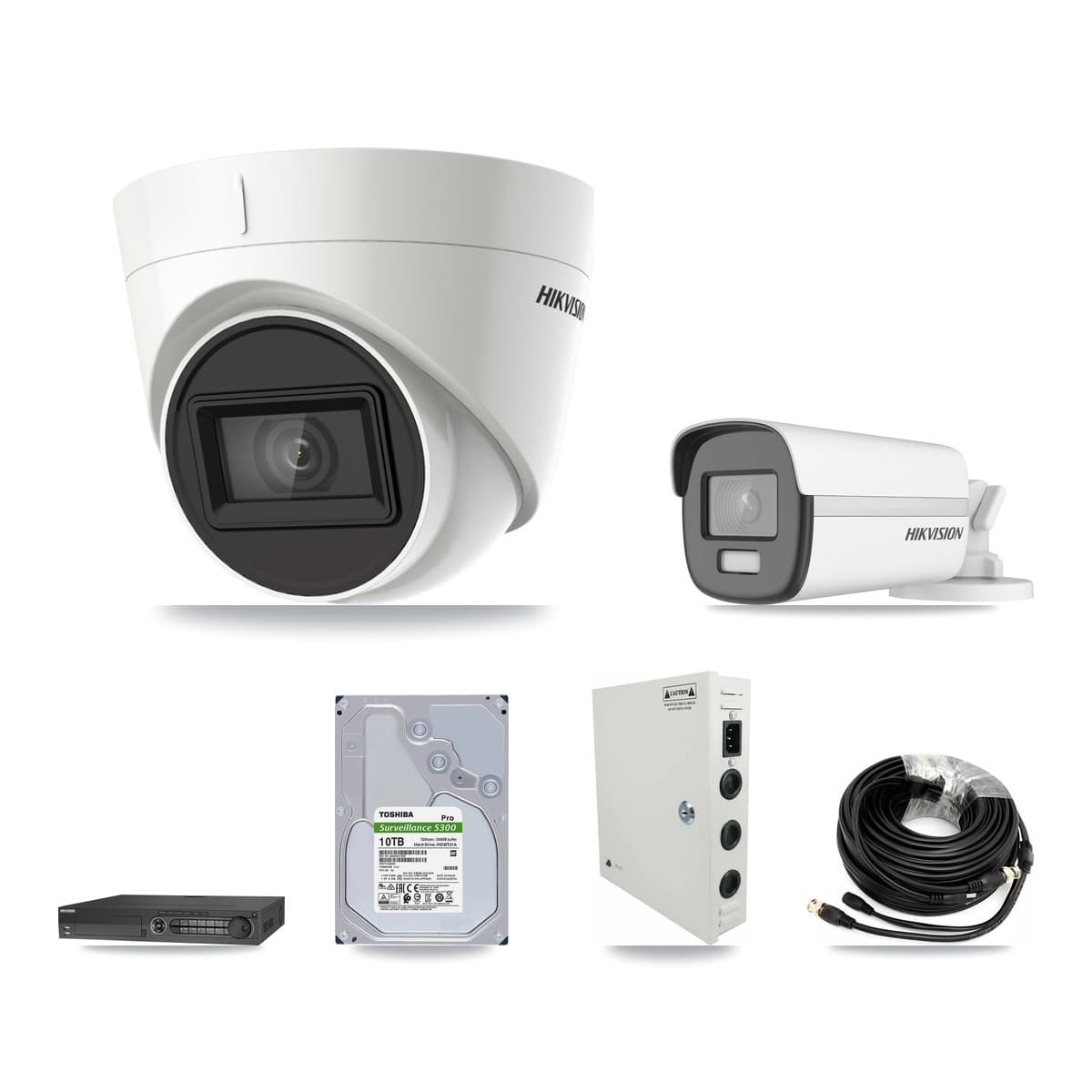 Hikvision 32-Channel 4K CCTV Kit — 1 DS-2CE12UF3T Bullet + 15 DS-2CE78U1T Turret Cameras + 4× 10TB Recording