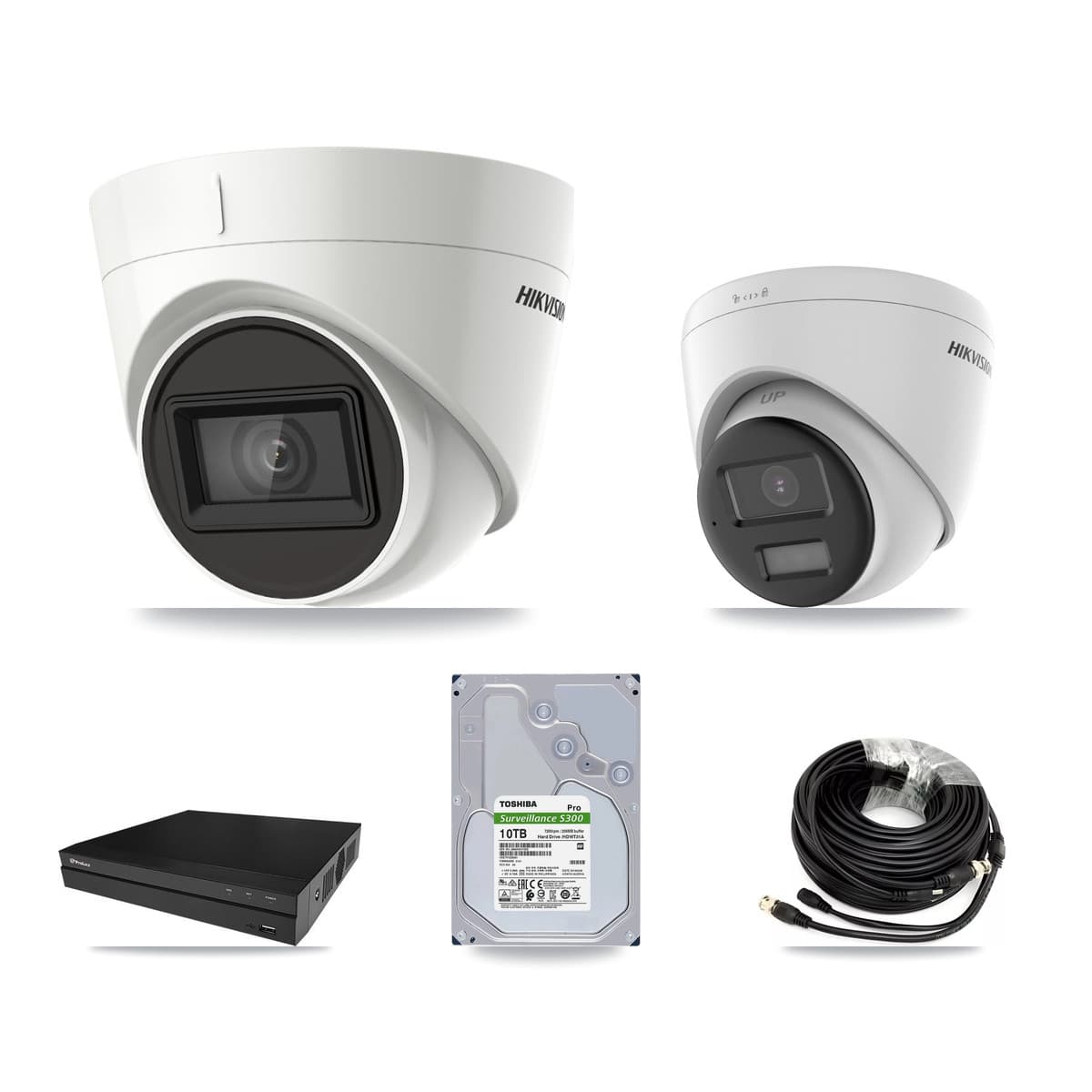 Hikvision & Prolux 8-Channel 4K CCTV Kit — 1 DS-2CE78U0T + 7 DS-2CE78U1T Turret Cameras + 2× 10TB Recording