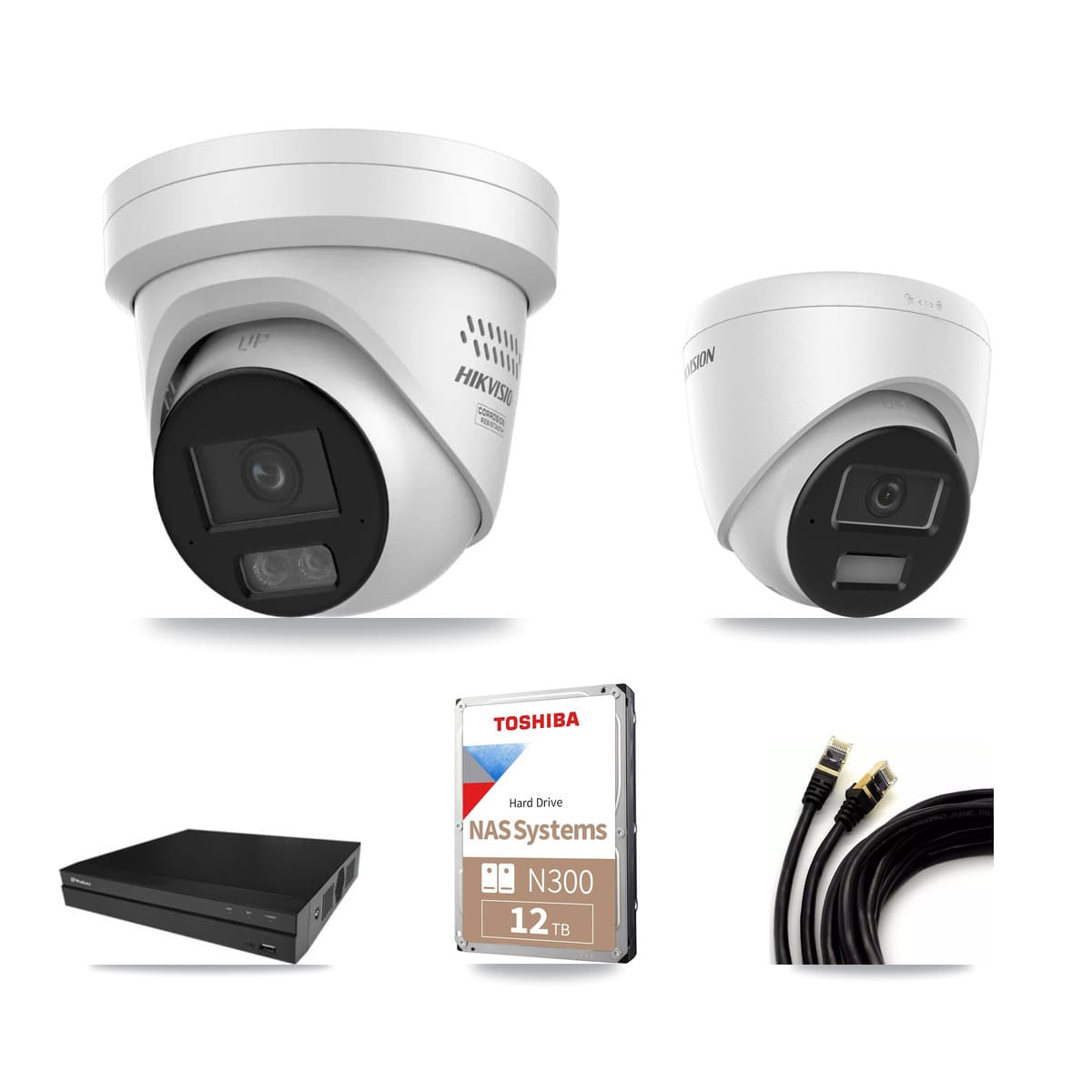 Hikvision & Prolux 16-Channel 4MP CCTV Kit — 3 DS-2CD1343G2 + 6 DS-2CD2347G3 Turret Cameras + 12TB Recording - Image 1