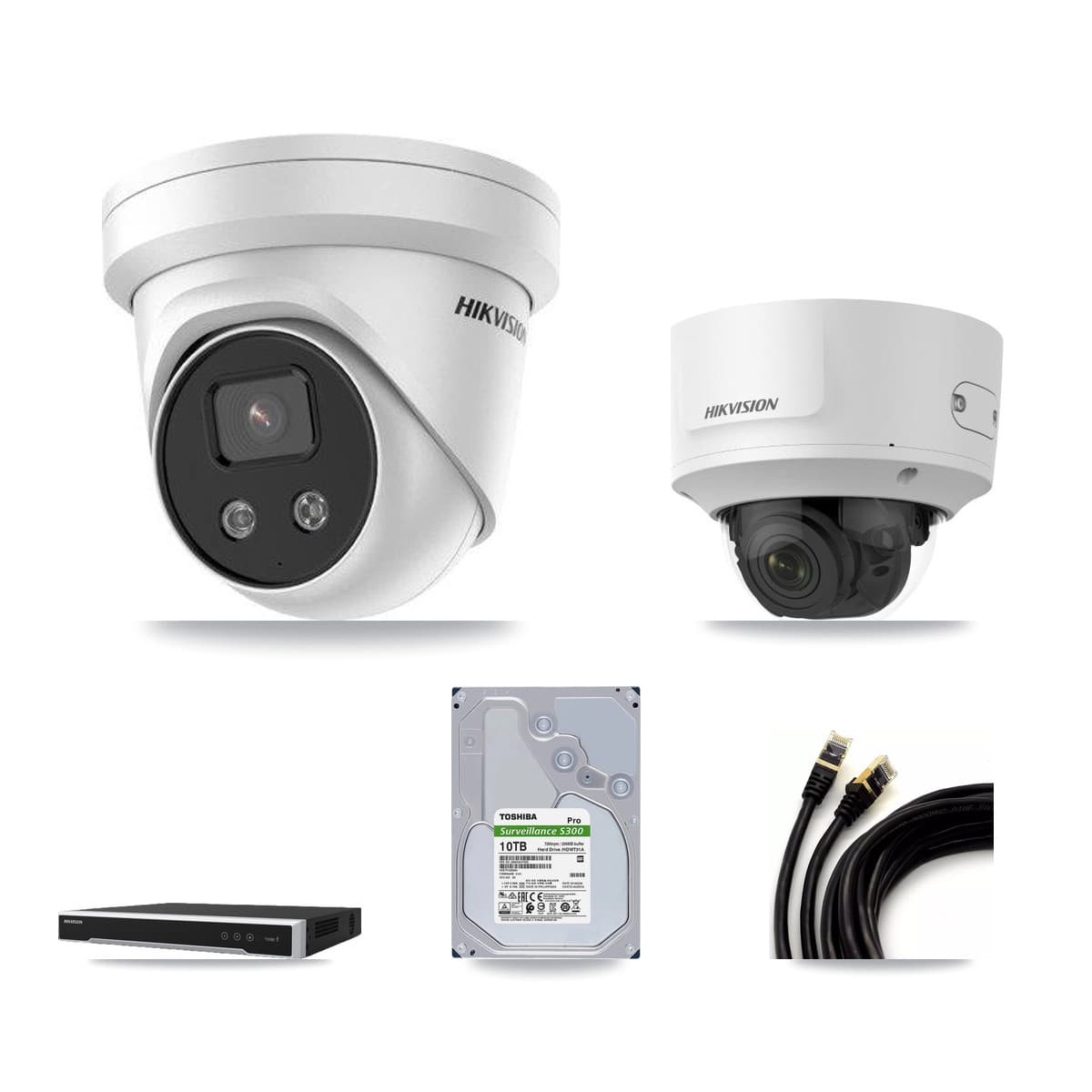 Hikvision 8-Channel 2MP – 5MP CCTV Kit — 1 2MP Dome + 7 5MP Turret Cameras + 10TB Recording